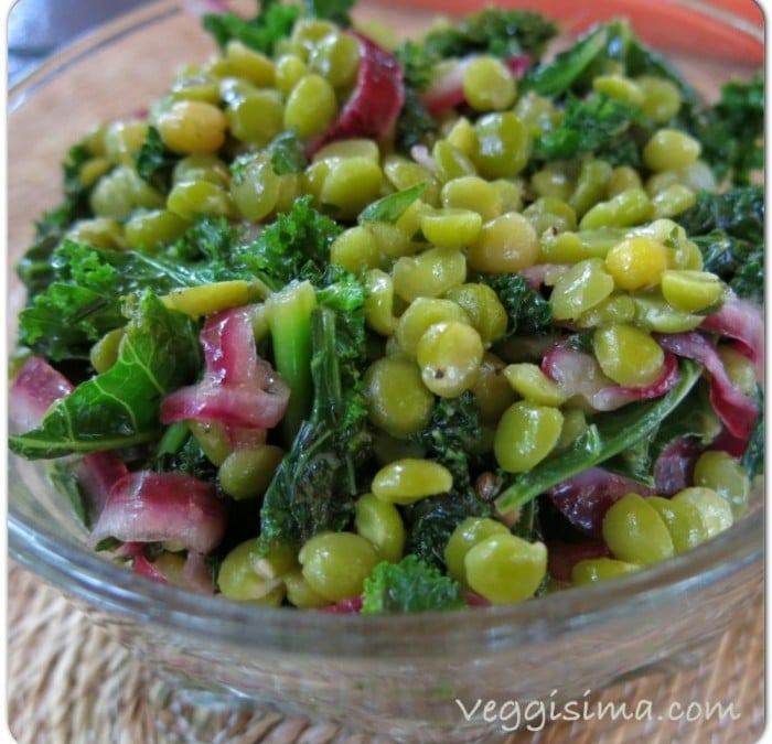 Ensalada de lenteja verde y col rizada